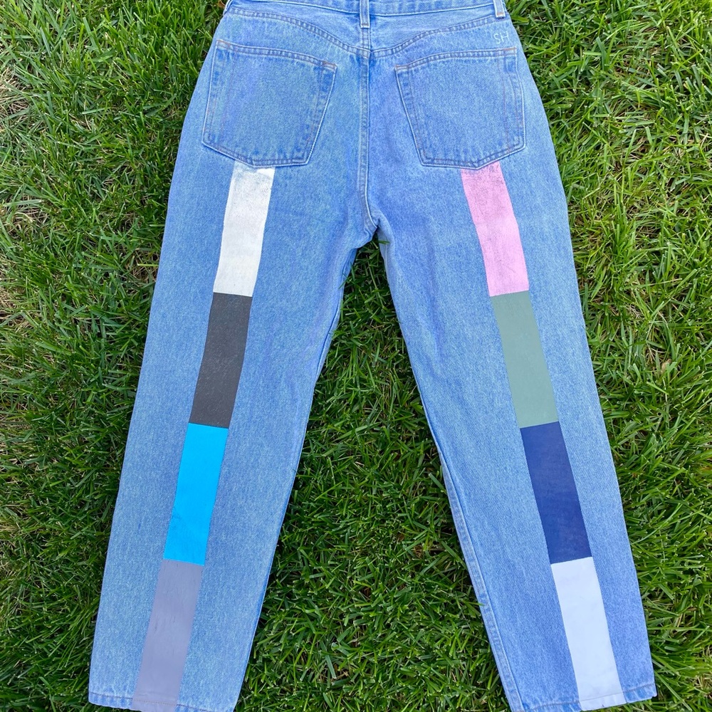 Still Here Pastel Rainbow Tate Denim Jeans in Vintage Blue Size 30